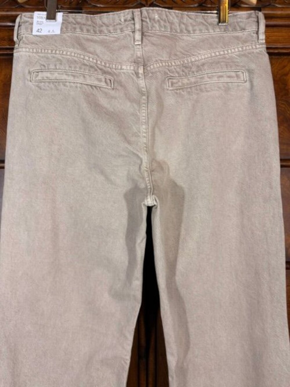 Mango Tan Straight Leg Front Seamed Mid Rise 100% Cotton Jean - Picture 10 of 14